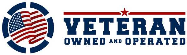 Logo for Veteran Owned and Operated Business with American flag